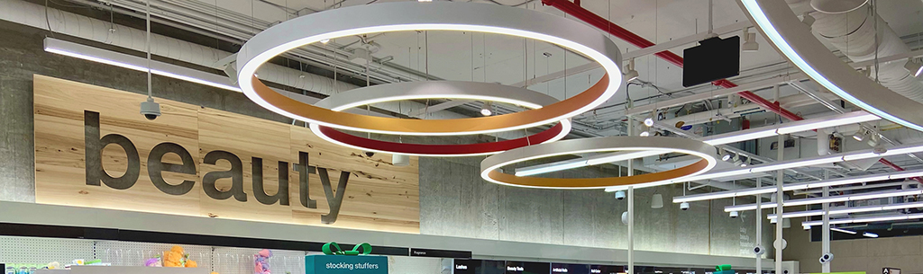 Modern retail lighting and fixture design illustrating experience differentiation and operational clarity.